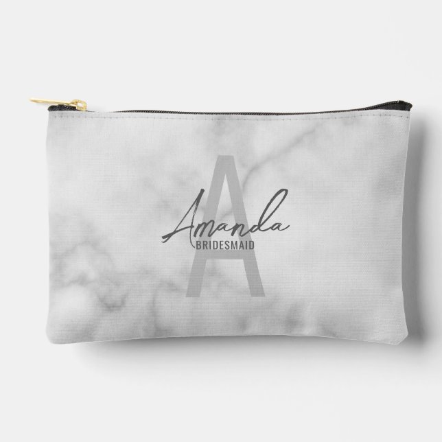Modern Personalised Bridesmaid's Monogram and Name Accessory Pouch (Front)