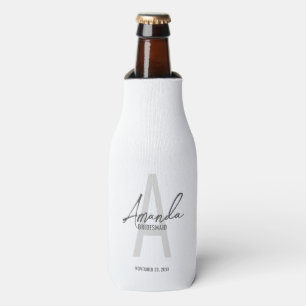 Modern Personalised Bridesmaid's Monogram and Name Bottle Cooler