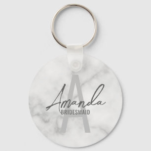 Modern Personalised Bridesmaid's Monogram and Name Key Ring