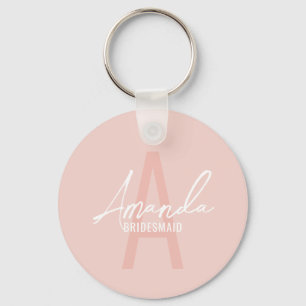 Modern Personalised Bridesmaid's Monogram and Name Key Ring