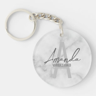 Modern Personalised Bridesmaid's Monogram and Name Key Ring