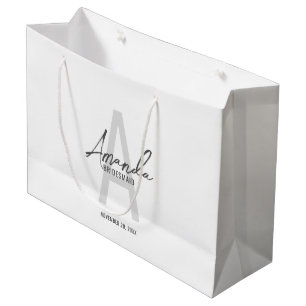 Modern Personalised Bridesmaid's Monogram and Name Large Gift Bag