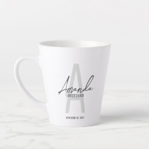 Modern Personalised Bridesmaid's Monogram and Name Latte Mug