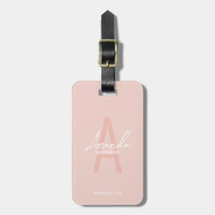 Modern Personalised Bridesmaid's Monogram and Name Luggage Tag