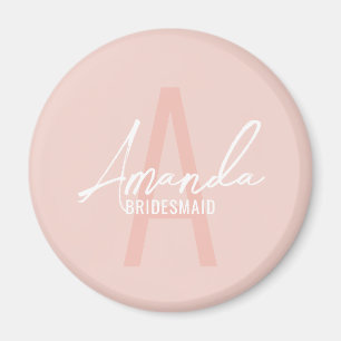 Modern Personalised Bridesmaid's Monogram and Name Magnet