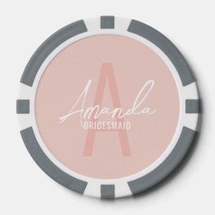 Modern Personalised Bridesmaid's Monogram and Name Poker Chips