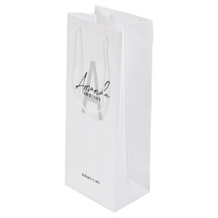 Modern Personalised Bridesmaid's Monogram and Name Wine Gift Bag