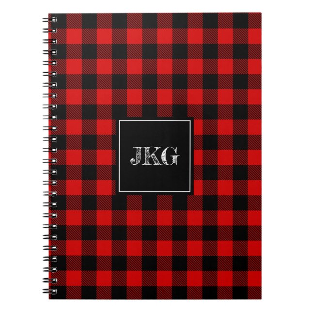 Modern Personalised Buffalo Plaid Check Notebook (Front)