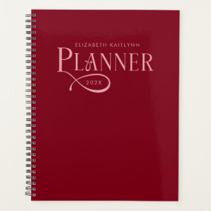 Modern Personalised Burgundy and Pink Planner