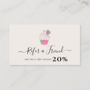 modern personalised cakery business referral card