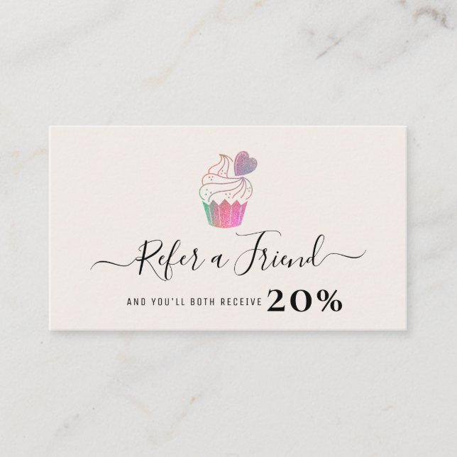 modern personalised cakery business referral card (Front)