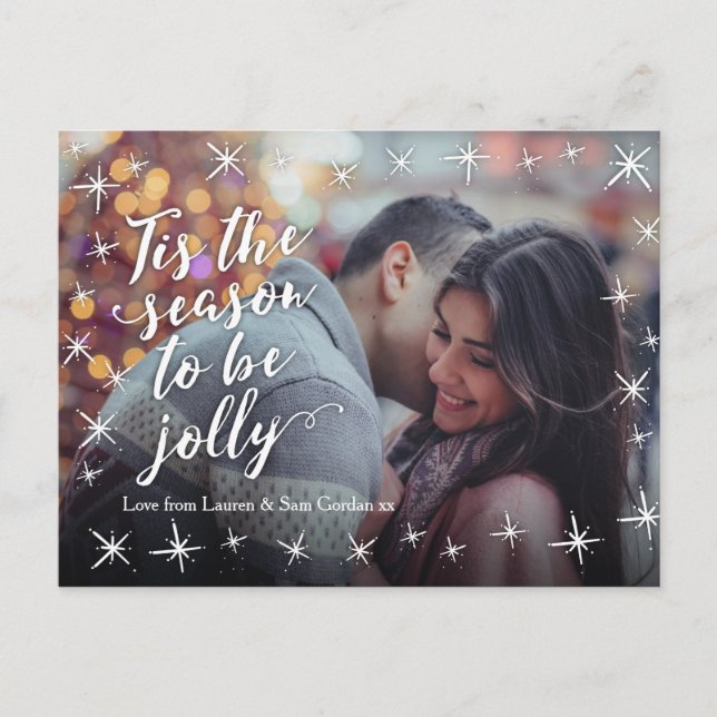 Modern Personalised Christmas photo card postcard (Front)