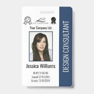 Modern Personalised Corporate Employee Blue ID Badge