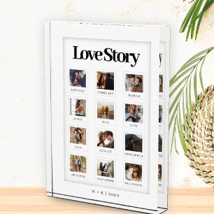 Modern Personalised Couple Love Story Photo Block