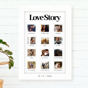 Modern Personalised Couple Love Story Photo Poster