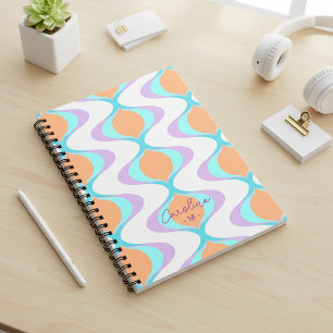 Modern Personalised Custom Pastel Waves Art Notebook
