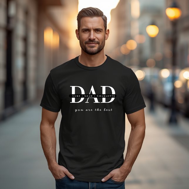 Modern Personalised DAD Black T-Shirt (Creator Uploaded)