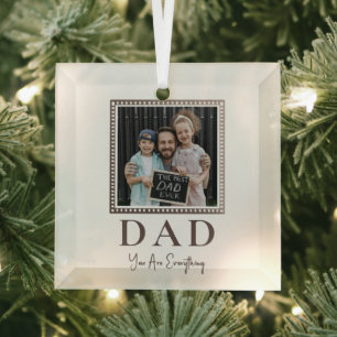 Modern Personalised Dad Photo Glass Tree Decoration