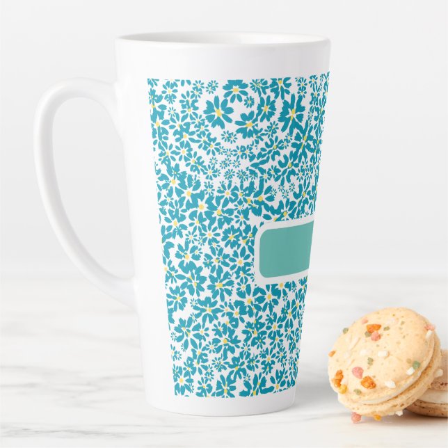 Modern Personalised Daisy Flower Initial Latte Mug (In Situ)