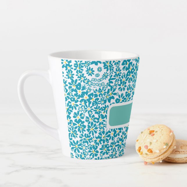 Modern Personalised Daisy Flower Initial Latte Mug (In Situ)