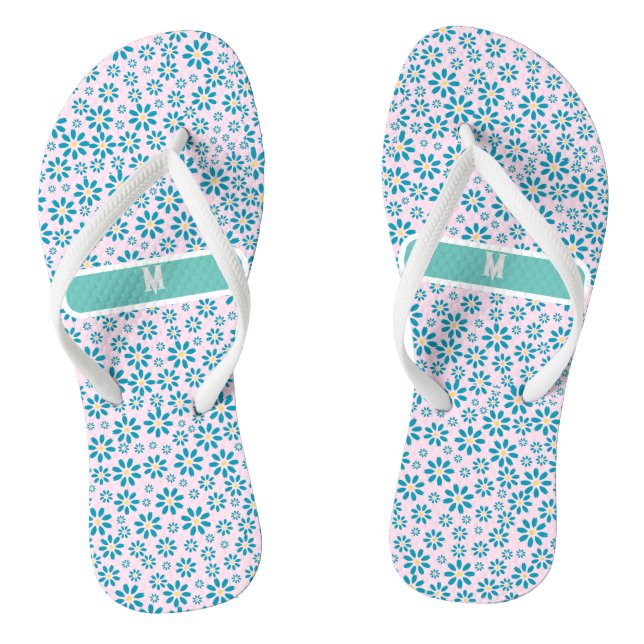  Modern Personalised Daisy Flower Initial  Thongs (Footbed)