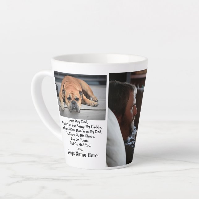 Modern Personalised Dog dad Fathers day photo gift Latte Mug (Left Angle)