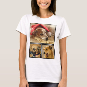 Modern Personalised Dog Lover Pet Photo Collage T-Shirt