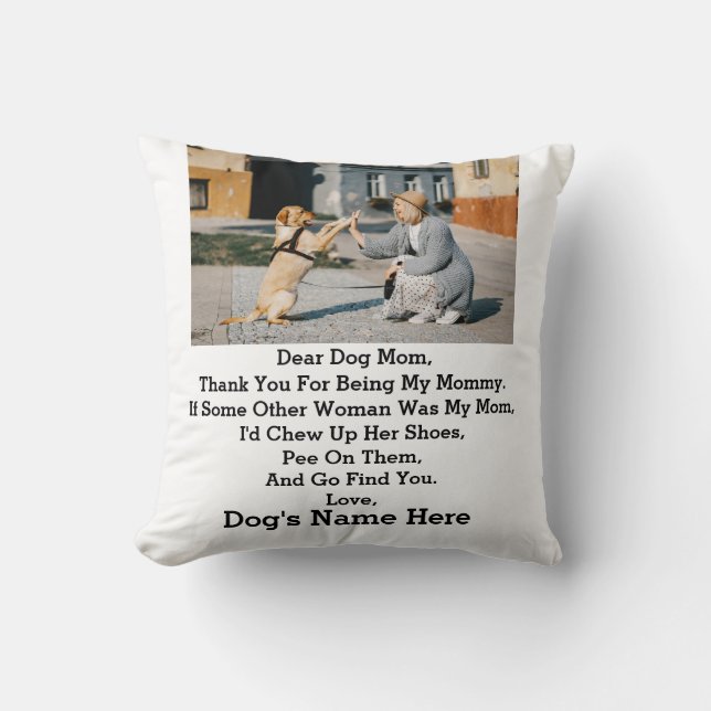 Modern Personalised Dog Mum Mothers day photo gift Cushion (Front)