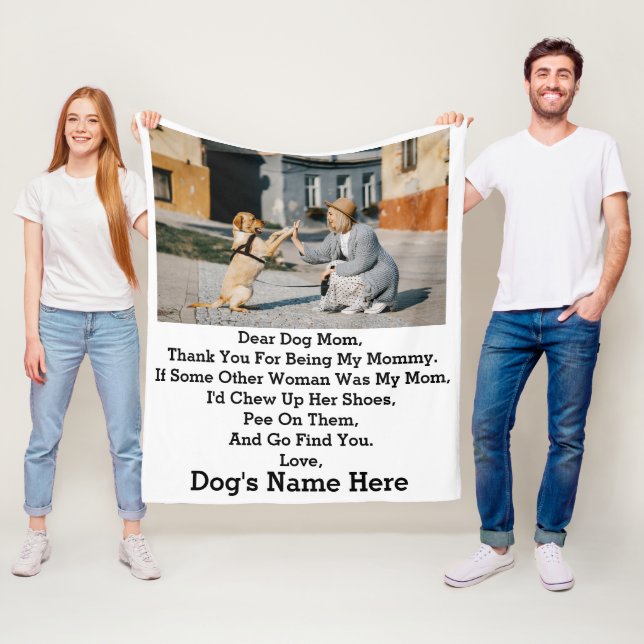 Modern Personalised Dog Mum Mothers day photo gift Fleece Blanket (In Situ)
