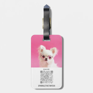 Modern Personalised Double Photo Scannable QR Code Luggage Tag