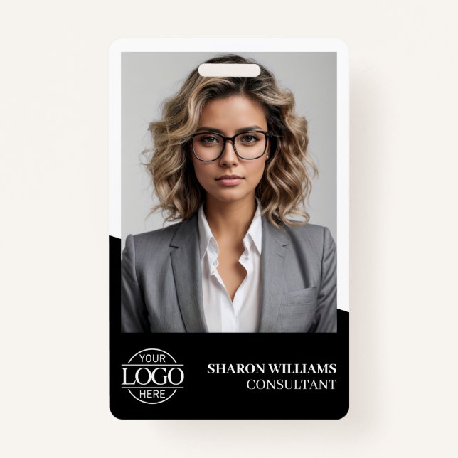 Modern Personalised Employee Photo Company Logo ID Badge (Front)