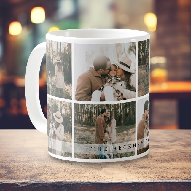 Modern Personalised Family Photo Collage Custom Coffee Mug (Creator Uploaded)
