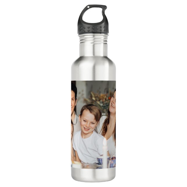 Modern Personalised Family Photo Custom Keepsake 710 Ml Water Bottle (Front)