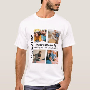 Modern Personalised Fathers day 4 photo collage T-Shirt