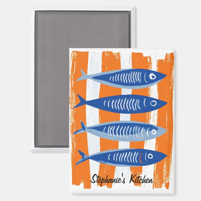 Modern Personalised Fish Kitchen  Magnet (Front/Back)