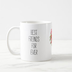 Modern personalised floral heart  best friend mug