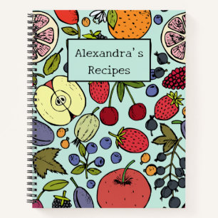 Modern personalised fruits l Blue l Recipe Notebook