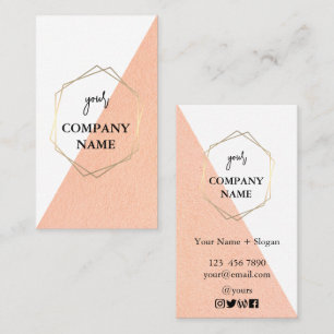 Modern Personalised Geometric Pink White Social Business Card