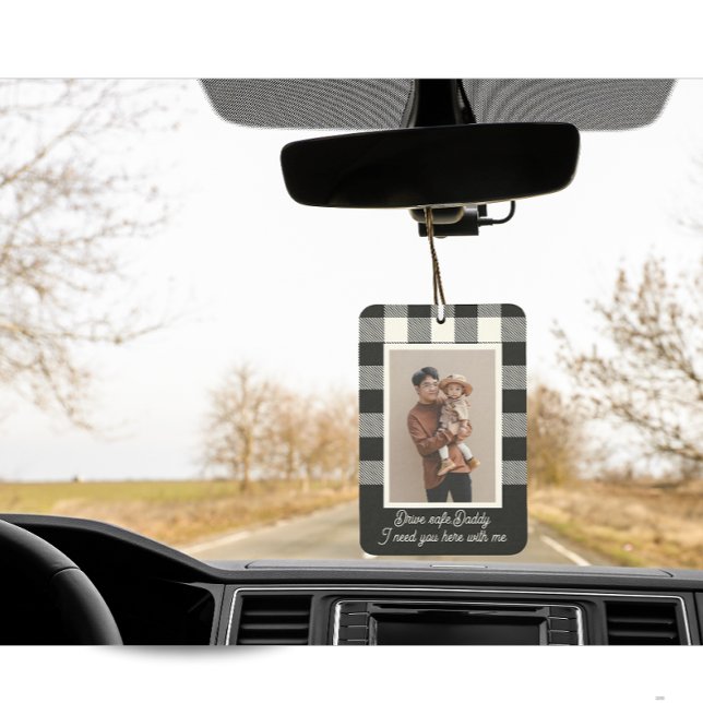 Modern Personalised Gift For Dad Photo Textile Art Car Air Freshener (modern personalized photo air freshener)