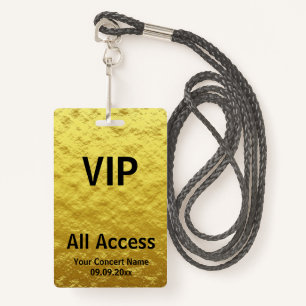 Modern Personalised Gold Black VIP All Access ID Badge