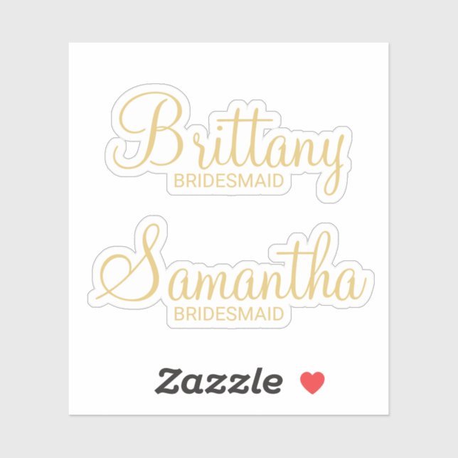 Modern Personalised Gold Bridesmaid's Name (Sheet)