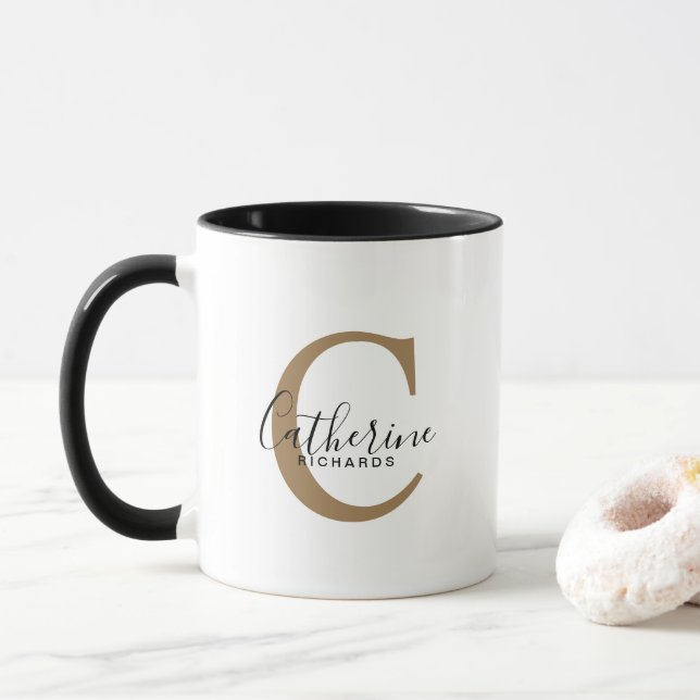 Modern Personalised Gold Monogram Mug (With Donut)