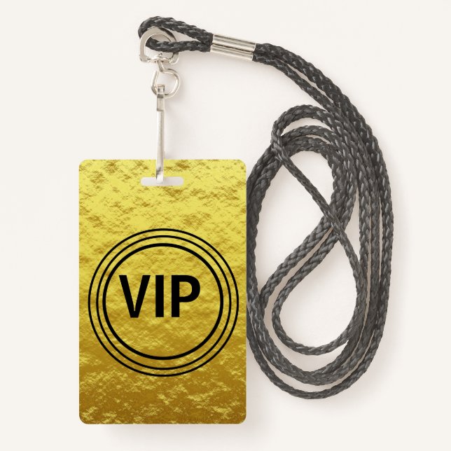 Modern Personalised Gold VIP All Access Concert ID Badge (Front with Lanyard)