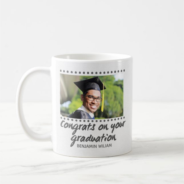 Modern Personalised  Graduation Gift for guys Coffee Mug (Left)