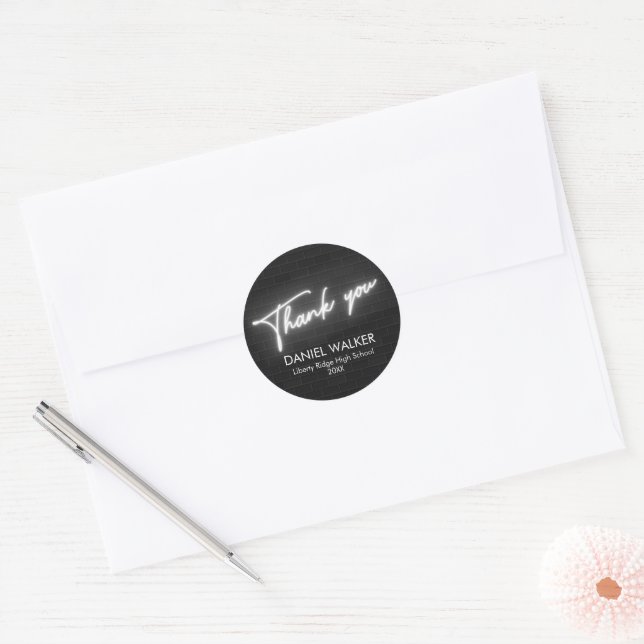 Modern Personalised Graduation Party Classic Round Sticker (Envelope)