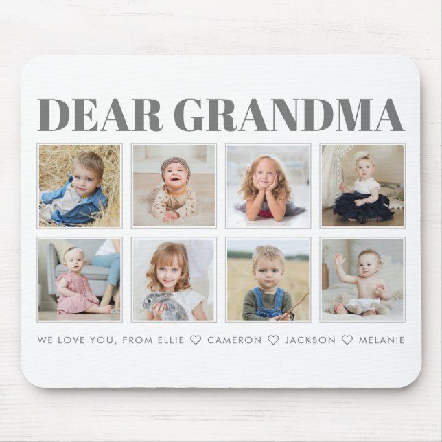 Modern Personalised Grandma We Love You 8-Photo Mouse Pad (Front)