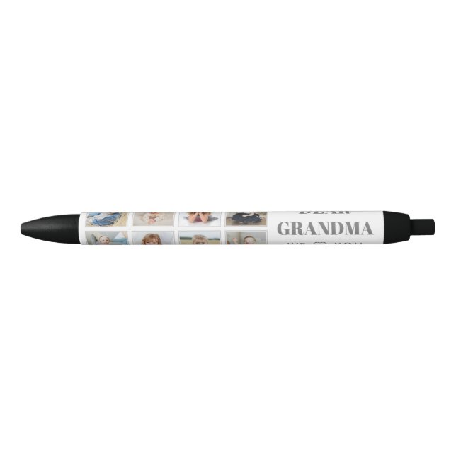 Modern Personalised Grandma We Love You 8-Photos Black Ink Pen (Front)