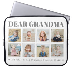 Modern Personalised Grandma We Love You 8-Photos Laptop Sleeve