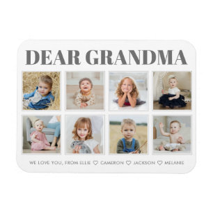Modern Personalised Grandma We Love You 8-Photos Magnet