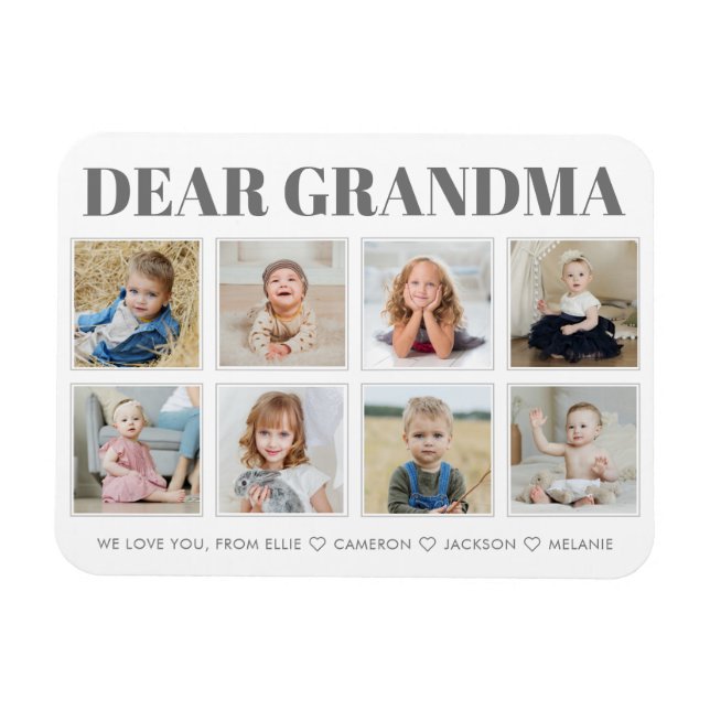 Modern Personalised Grandma We Love You 8-Photos Magnet (Horizontal)